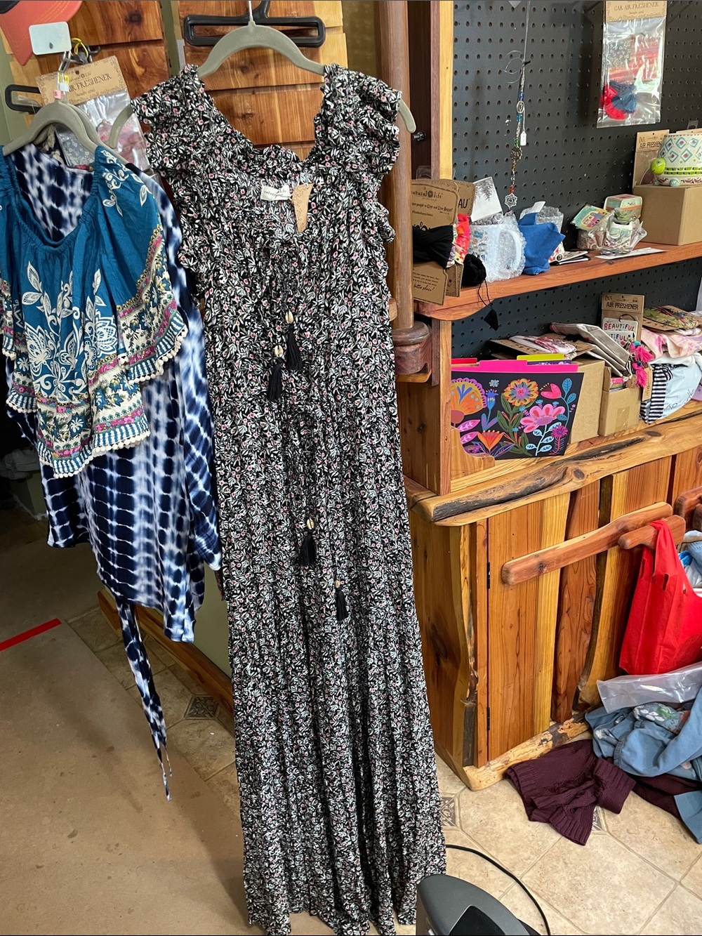 NATURAL LIFE Havana Nights Black Floral Ruffle-Tie Maxi Dress - Picture 6 of 17